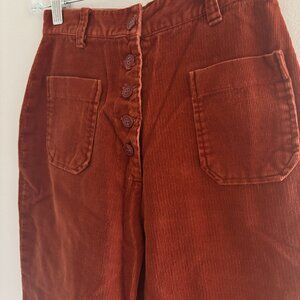 Vintage 70s Orange Corduroy Flare Button Up Pants